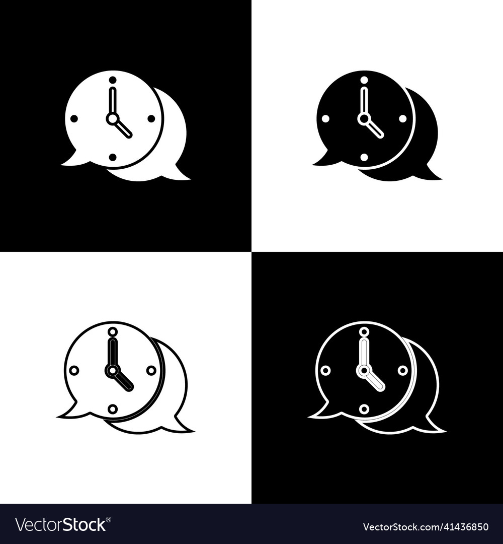 Set clock with speech bubble icon isolated vector image Set clock with speech bubble icon isolated