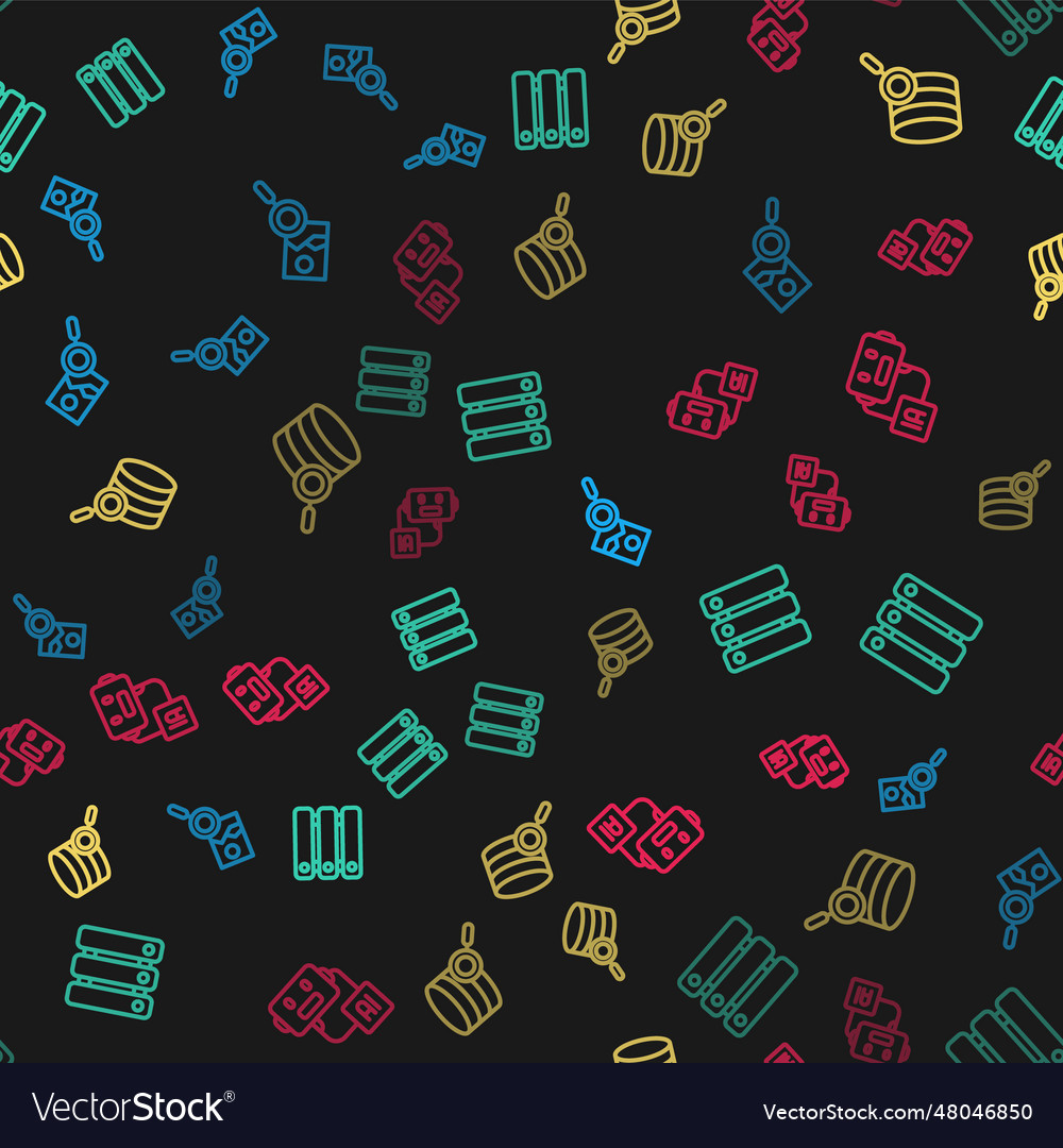 Set line photo retouching server data vector image Set line photo retouching server data