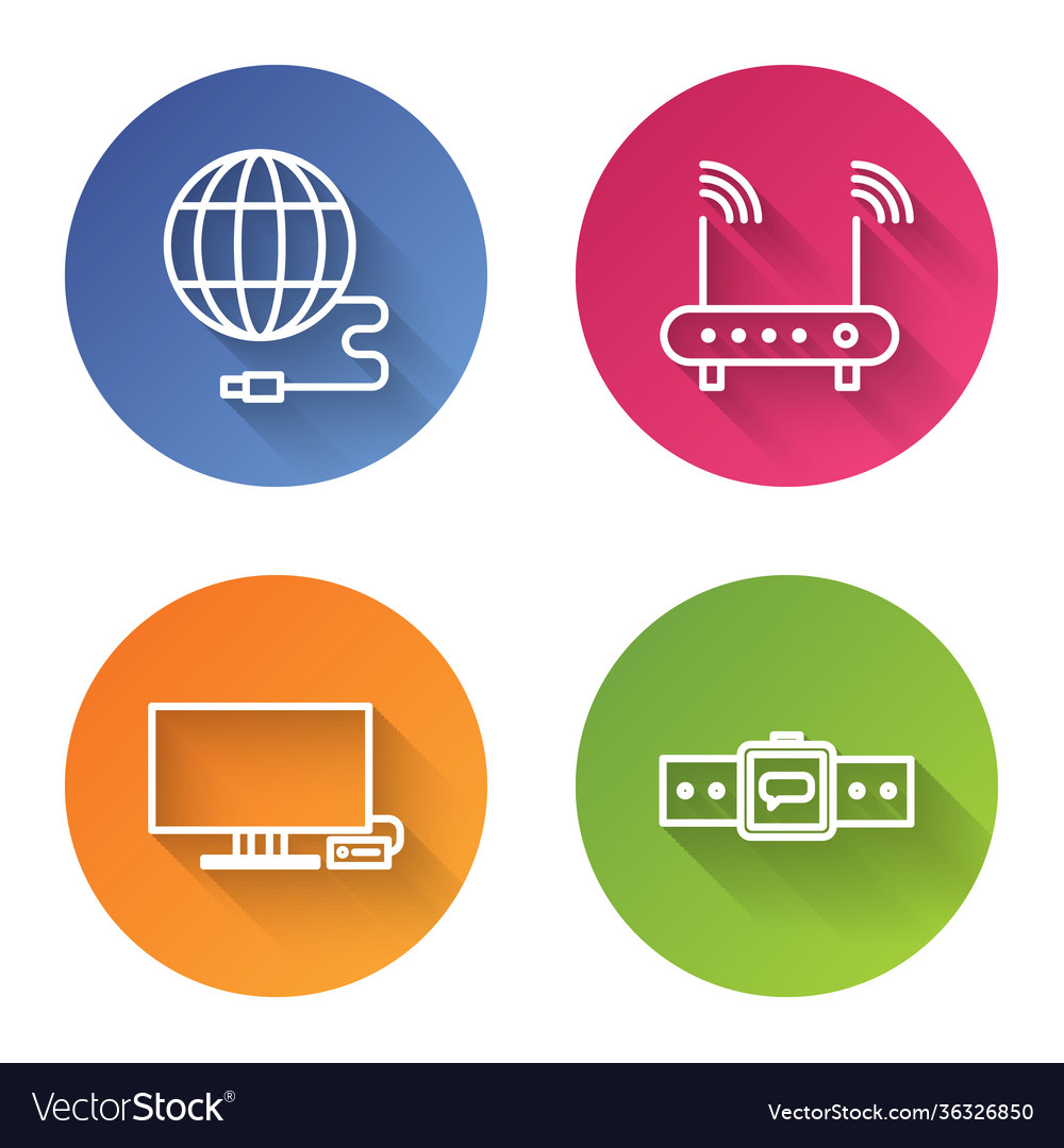 Set line social network router and wi-fi signal Vector Image Set line social network router and wi-fi signal