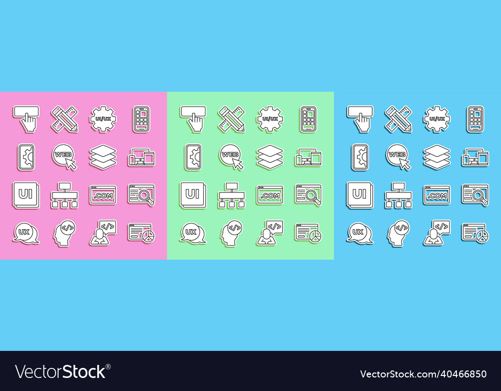 Set line website statistic ui oder ux design vector image Set line website statistic ui oder ux design