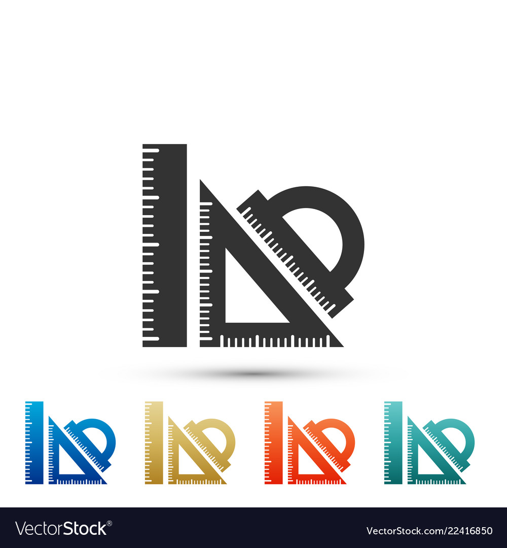 Set ruler triangular and protractor icon vector image Set ruler triangular and protractor icon