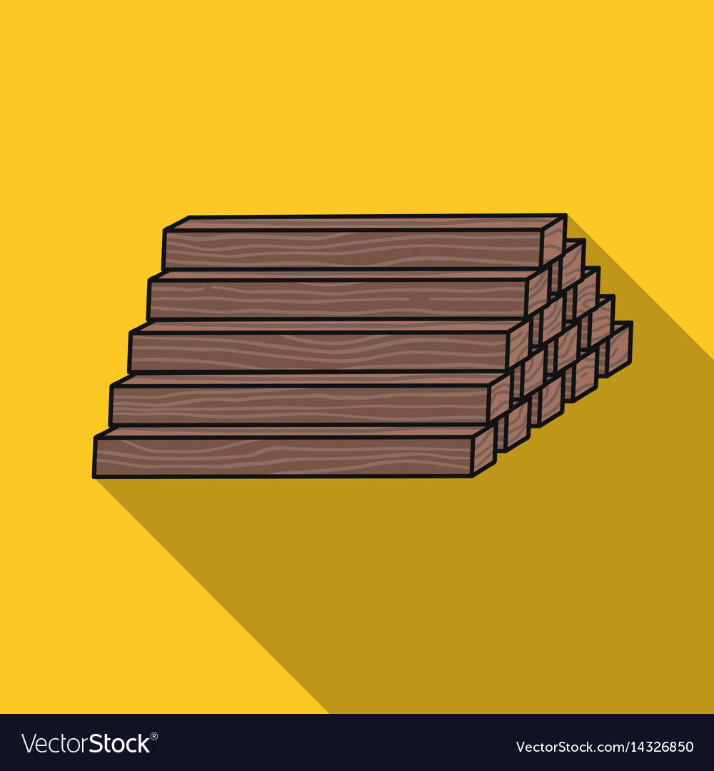 Stack of lumbers icon in flat style isolated