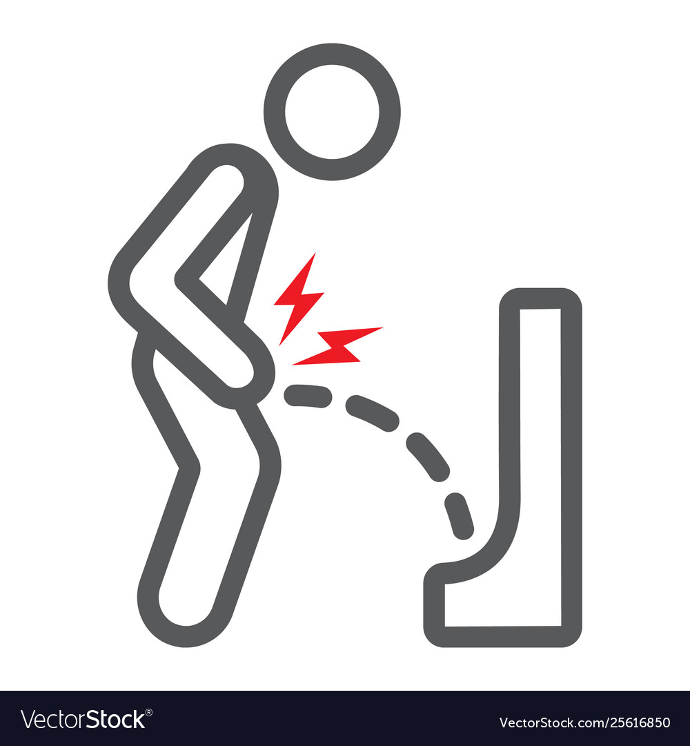 Urine pain line icon body and painful bladder Vector Image