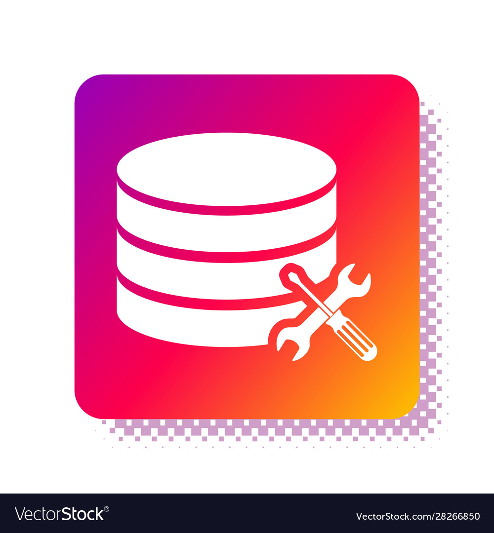 White database server with screwdriver and wrench