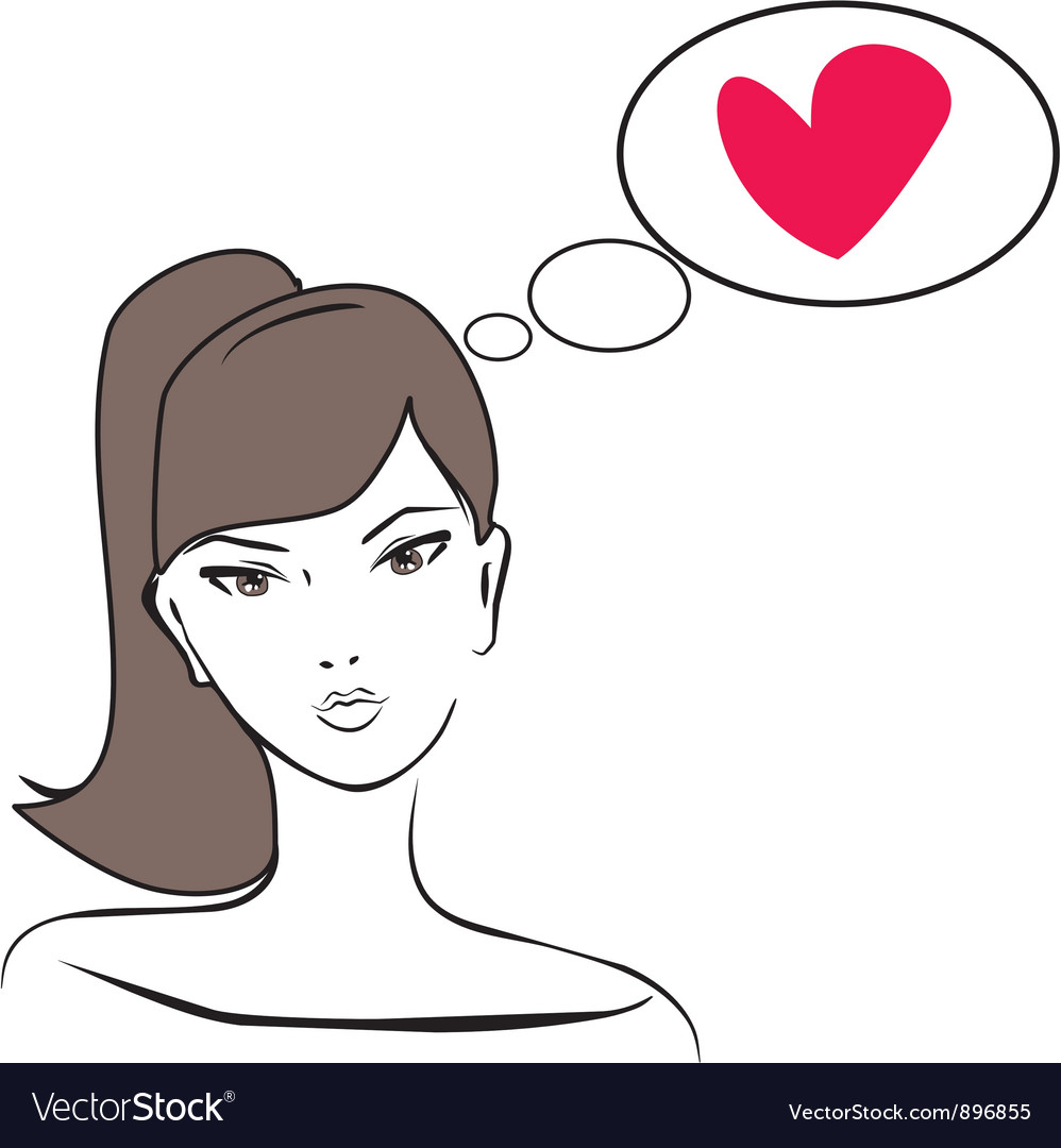 Beautiful girl thinking Royalty Free Vector Image