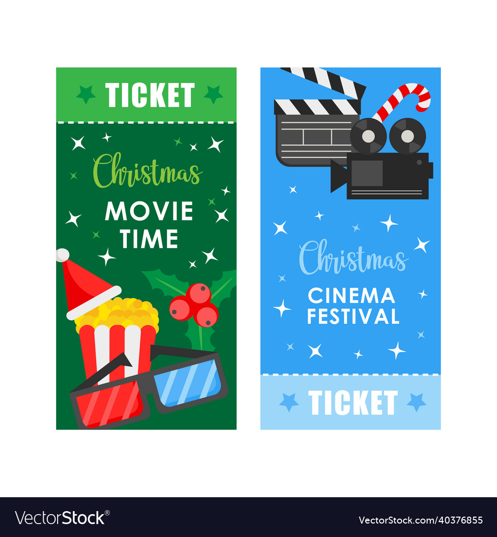 Christmas cinema concept poster or ticket template