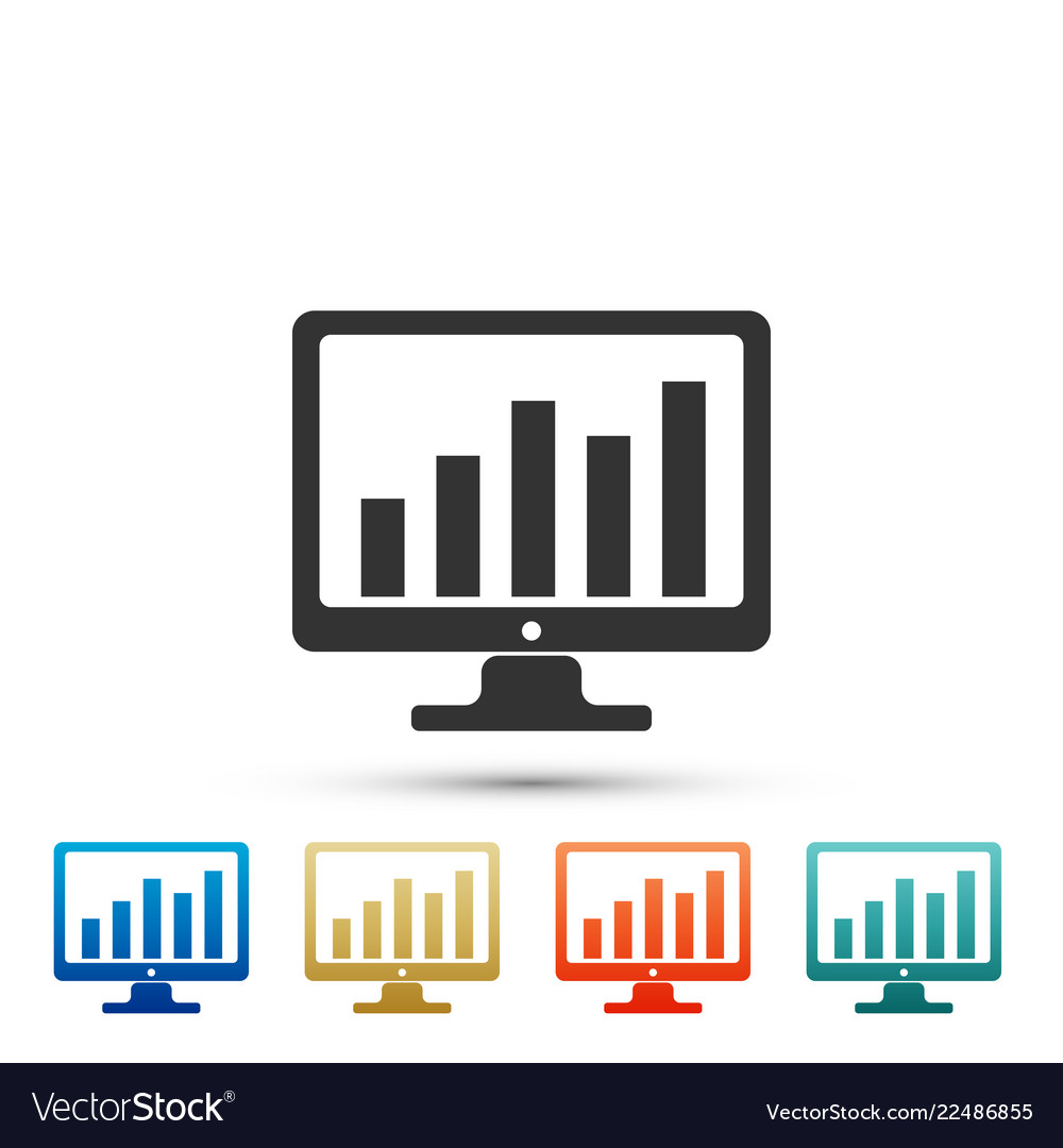 Computer screen with financial charts and graphs vector image Computer screen with financial charts and graphs