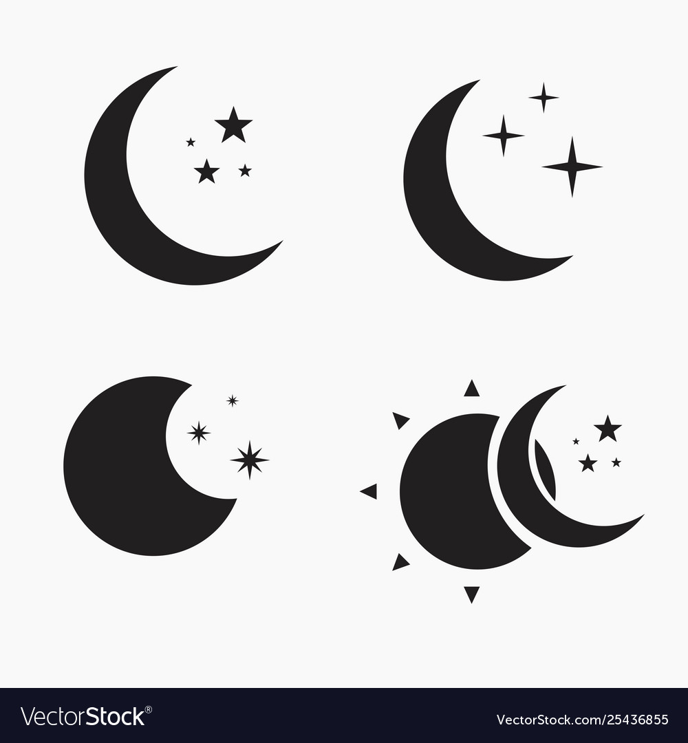 Flat style nighttime half moon icon. Lunar night. Crescent logo