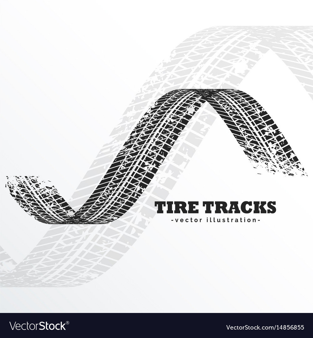 Grunge black tire tracks on white background Vector Image