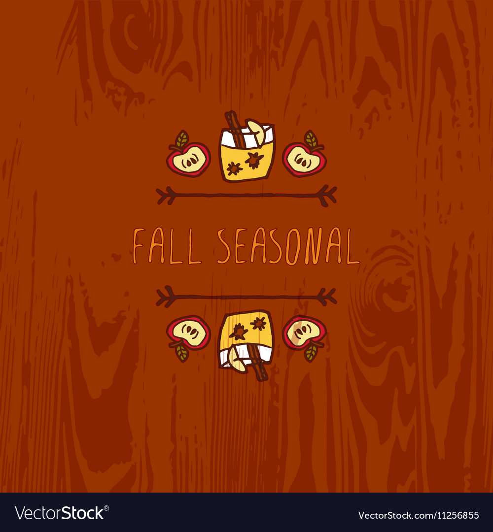 Handdrawn autumn element with text