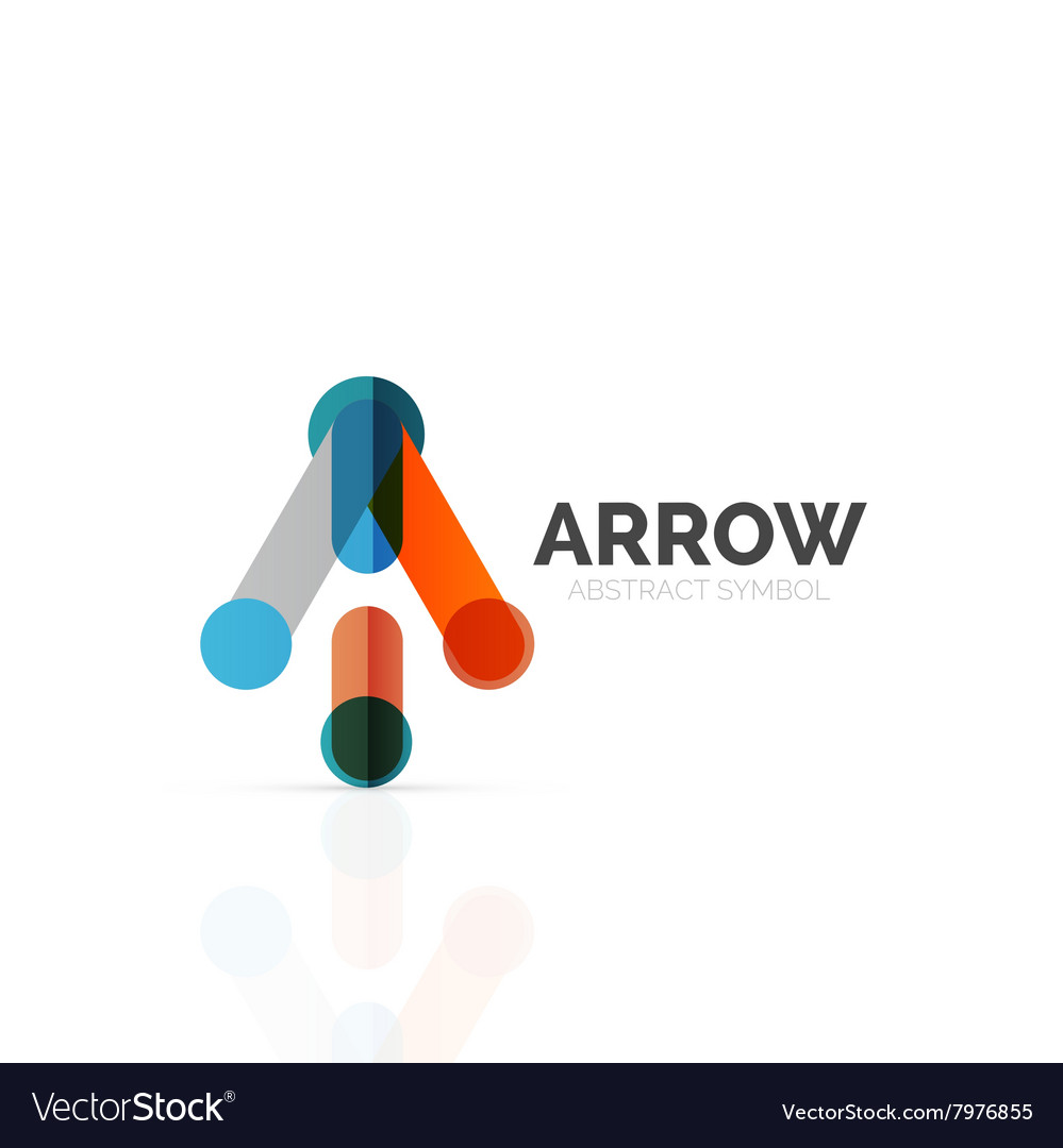 Linear arrow abstract logo connected multicolored
