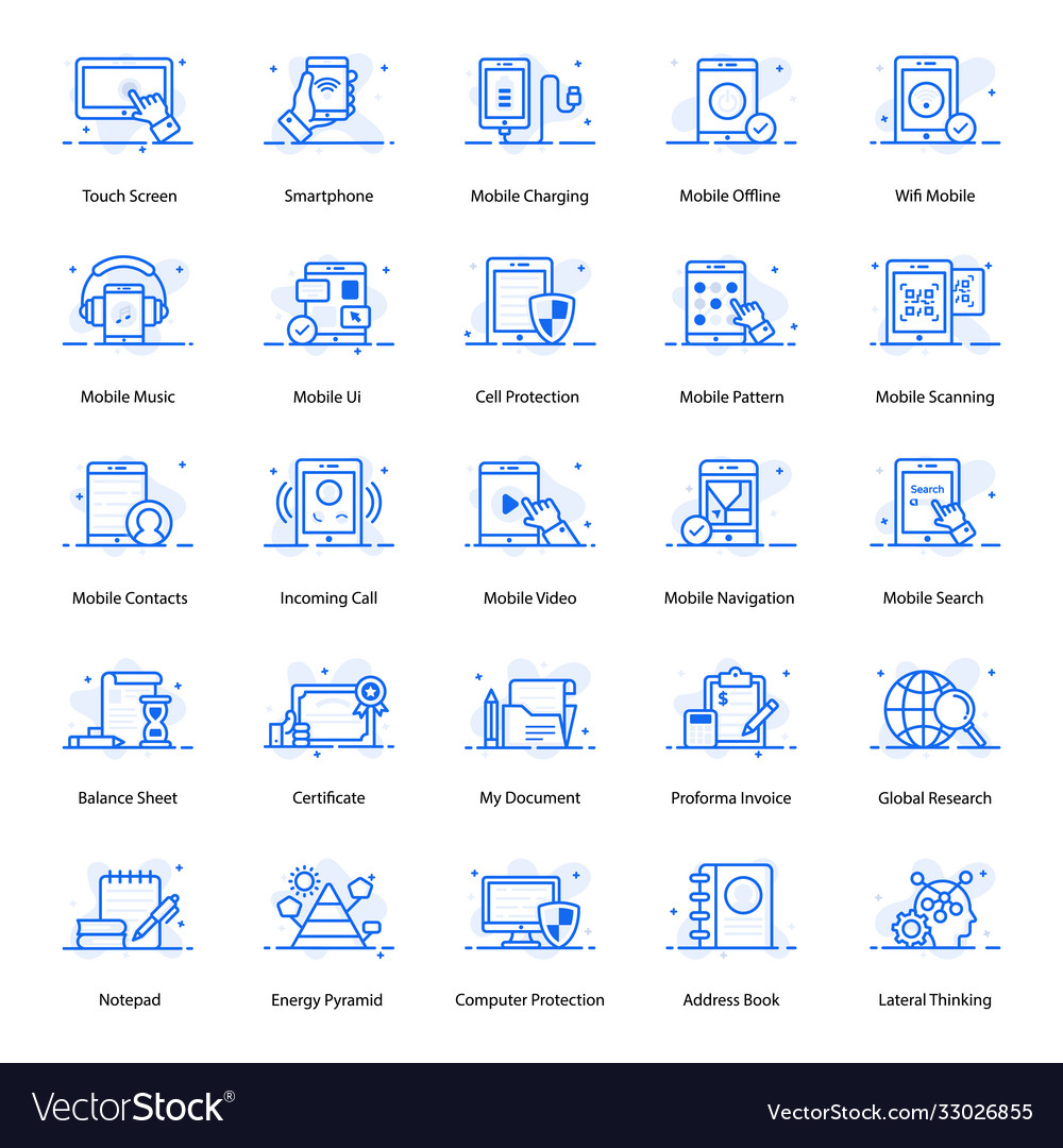 Mobile technology flat icons pack