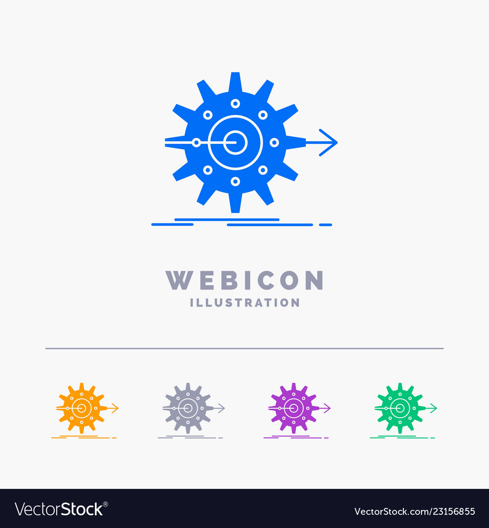 Performance progress work setting gear 5 color Vector Image Performance progress work setting gear 5 color