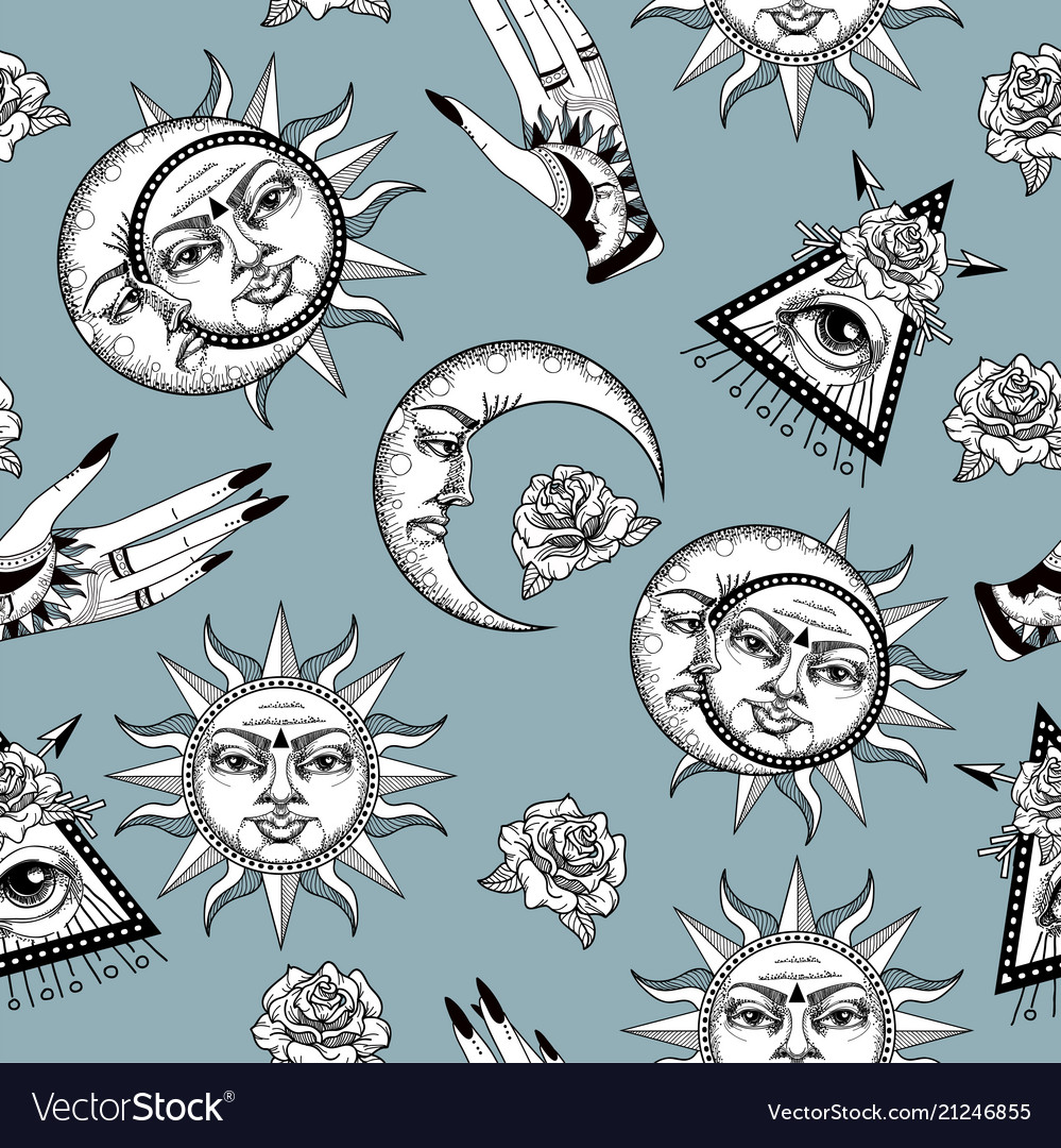 Seamless pattern with ancient astronomical vector image Seamless pattern with ancient astronomical