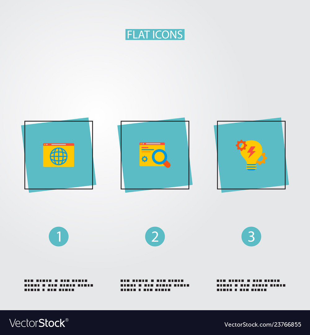 Set of website development icons flat style Vector Image Set of website development icons flat style