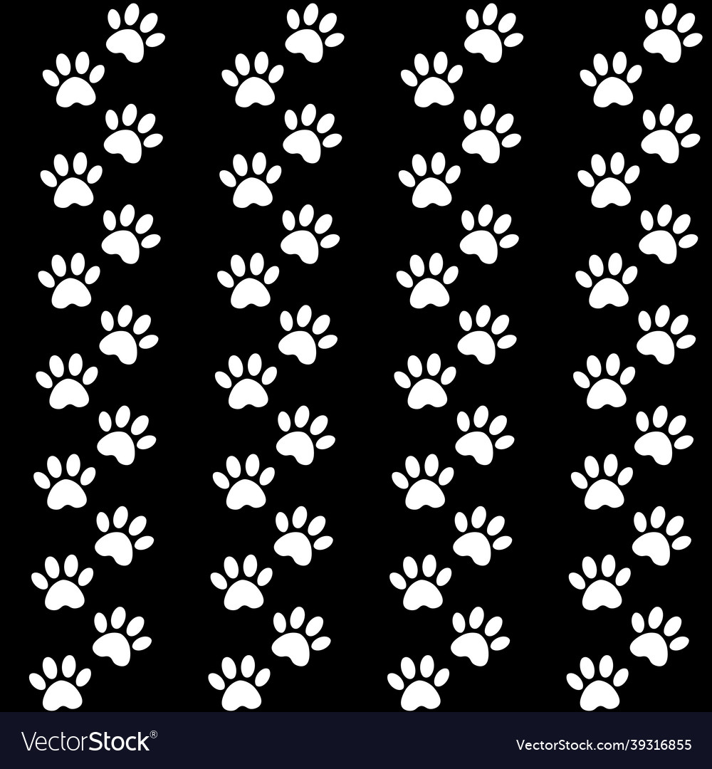Traces of cat textile pattern seamless paw print vector image Traces of cat textile pattern seamless paw print