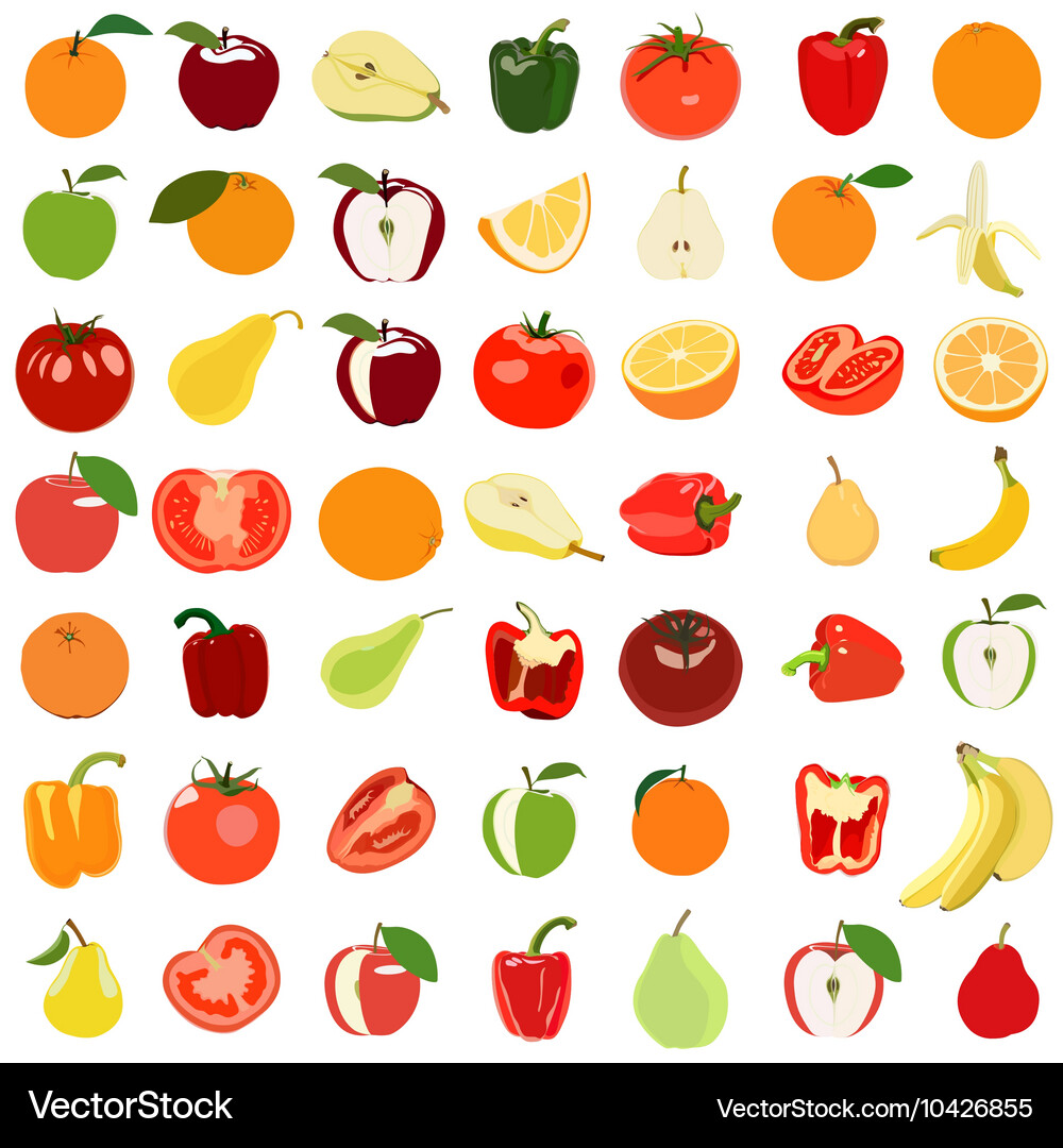 Vegetable and fruit set Royalty Free Vector Image