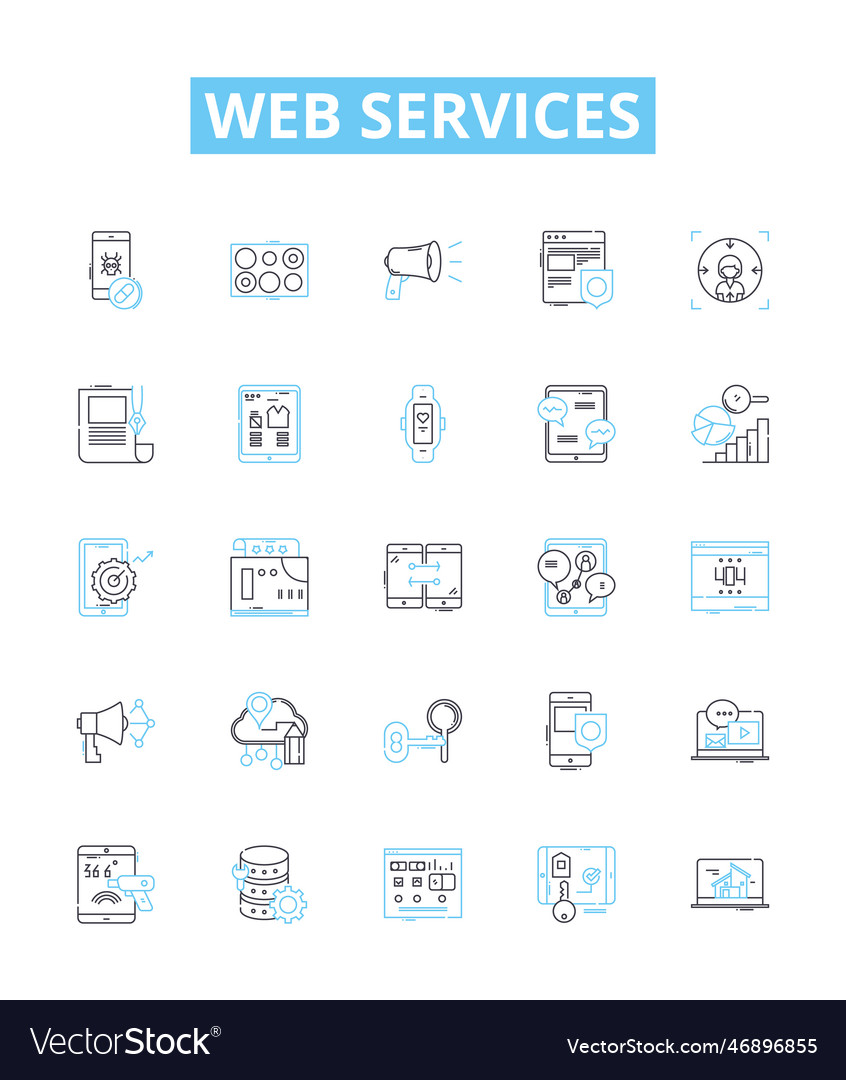 Web services line icons set vector image Web services line icons set