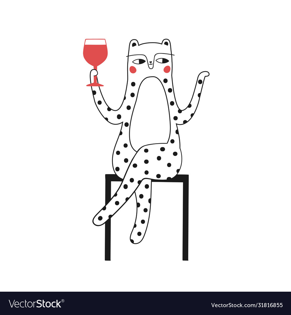 With leopard sitting on chair red glass Royalty Free Vector