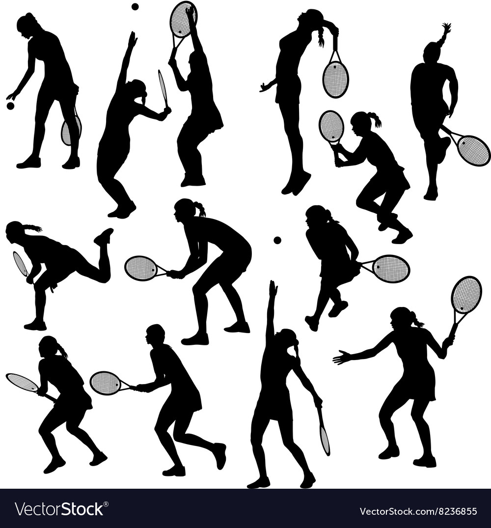 Women Playing Tennis Silhouettes