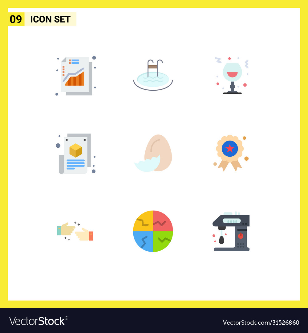 9 user interface flat color pack modern signs Vector Image