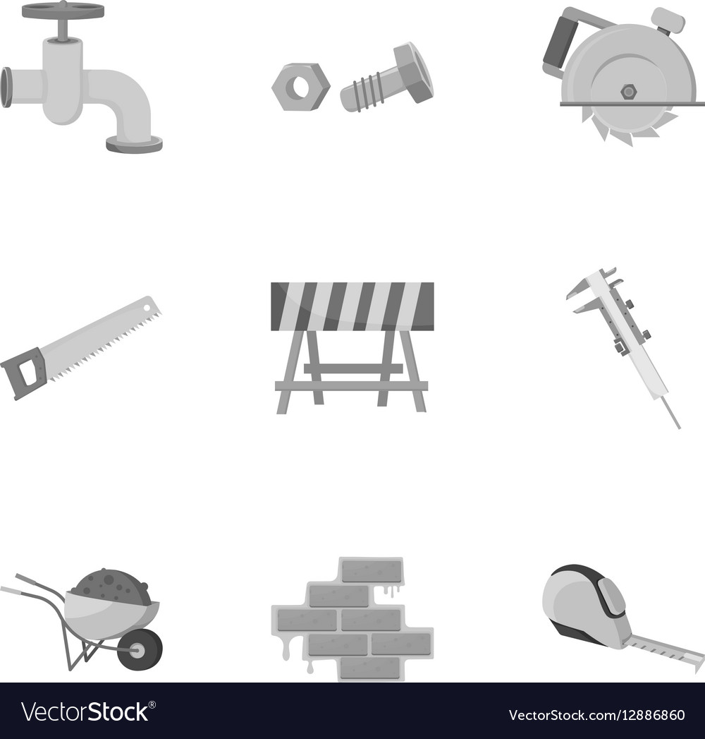 Build and repair set icons in monochrome style