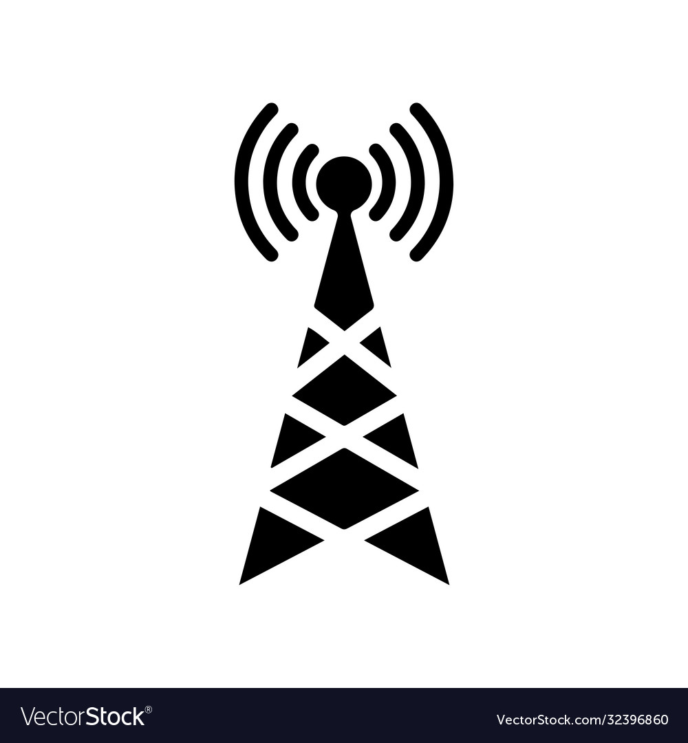 Communication network black tower icon Royalty Free Vector