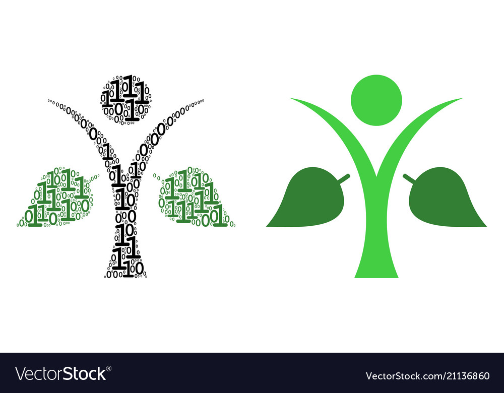 Ecology man mosaic of binary digits vector image Ecology man mosaic of binary digits