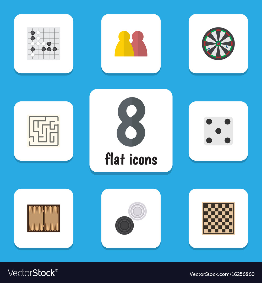 Flat icon play set of arrow chequer dice