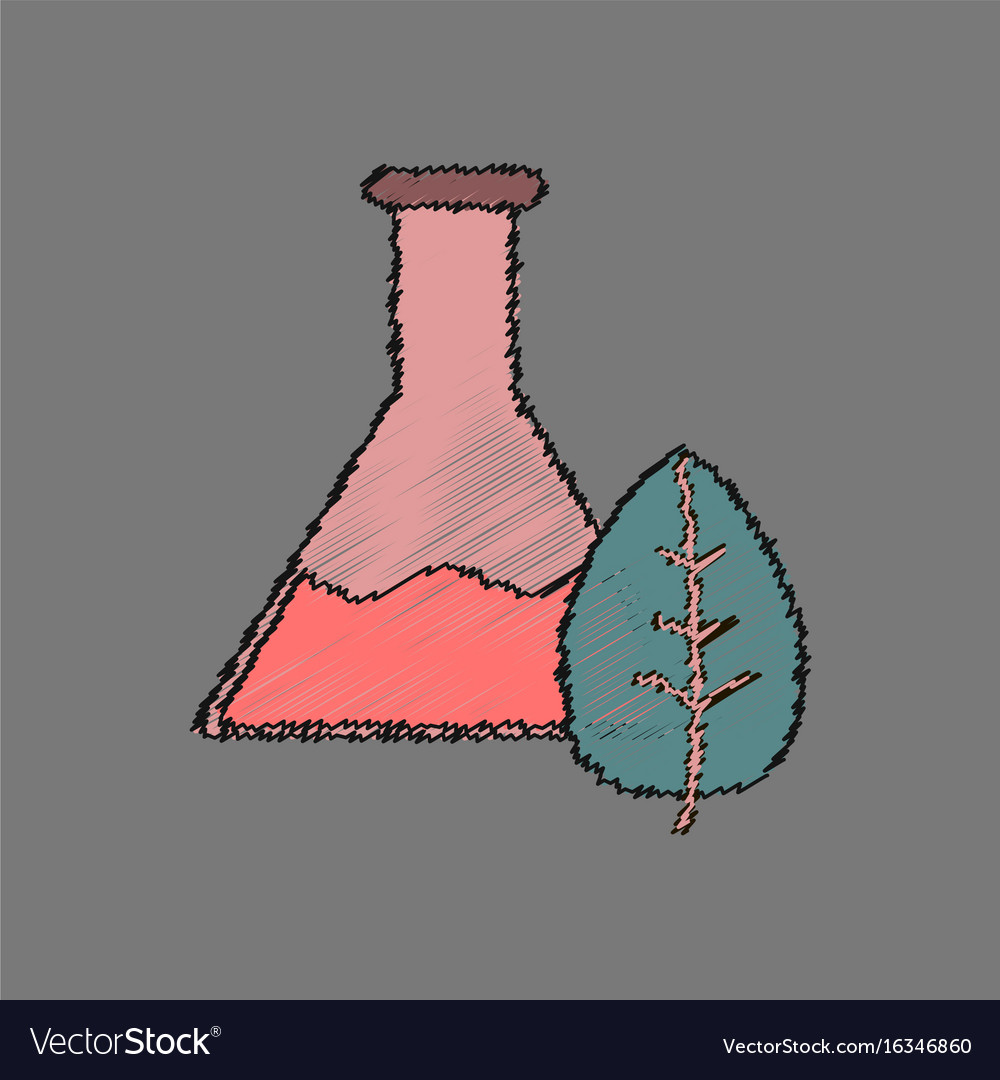 Flat shading style icon lab flask with leaf