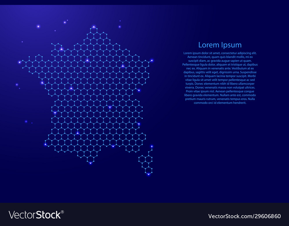 France map from futuristic hexagonal shapes