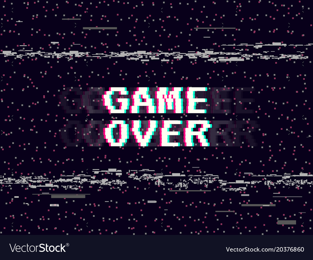  Game  over  glitch  background retro game  backdrop Vector Image