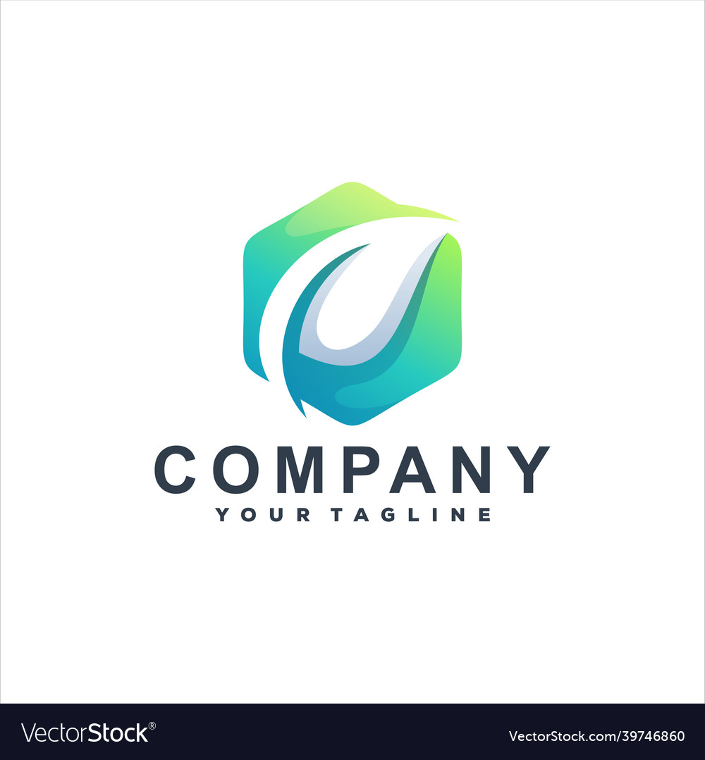 Green leaf gradient logo design vector image Green leaf gradient logo design