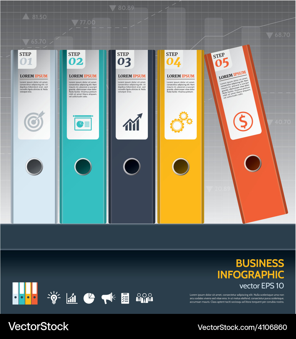 Modern business ring binders steps to success Vector Image