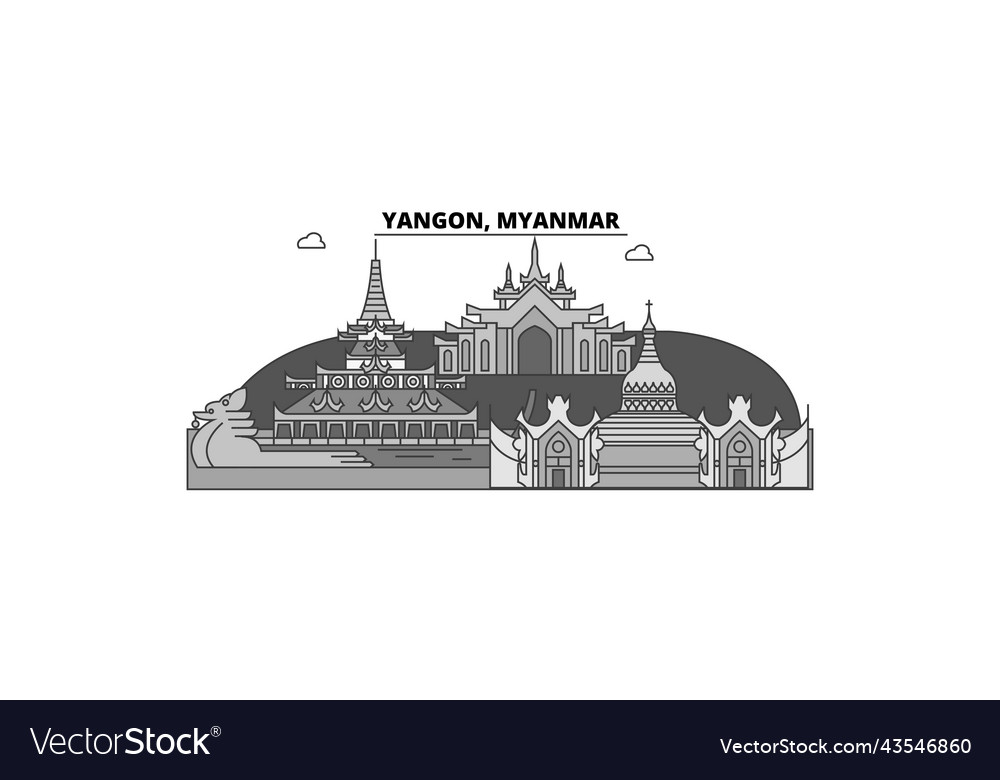 Myanmar Yangon City Skyline Isolated Royalty Free Vector 9179