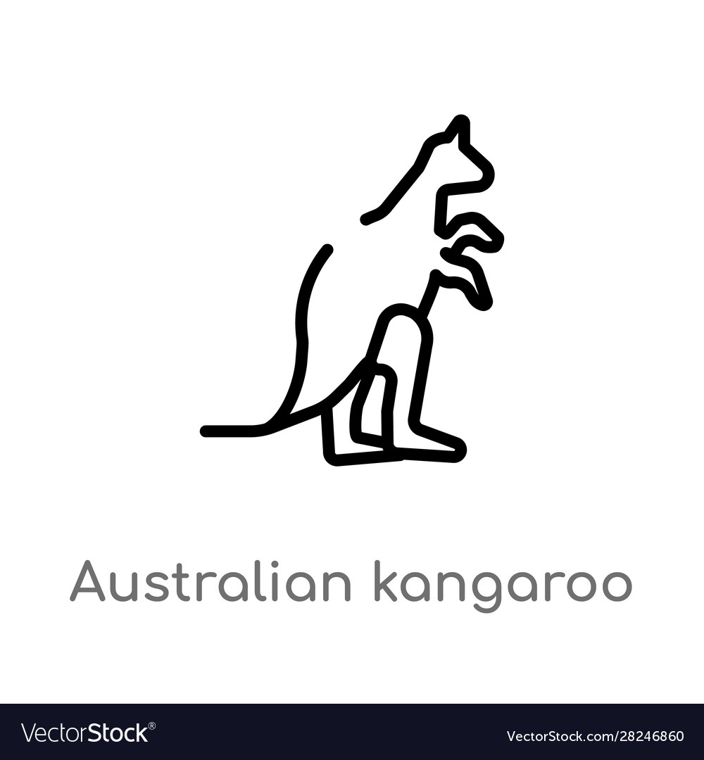 Outline australian kangaroo icon isolated black