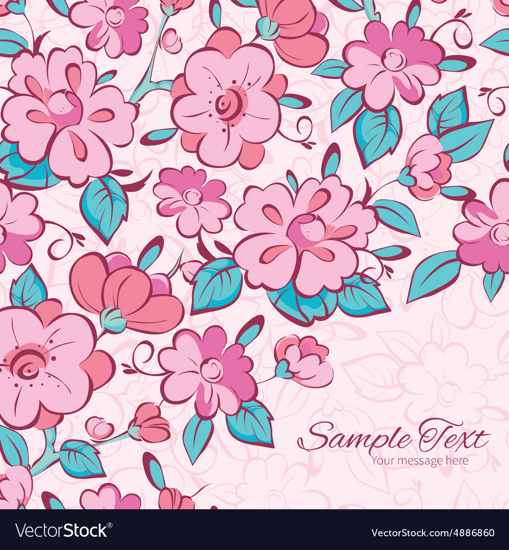 Rosa blau Kimono Blumenrahmen Ecke
