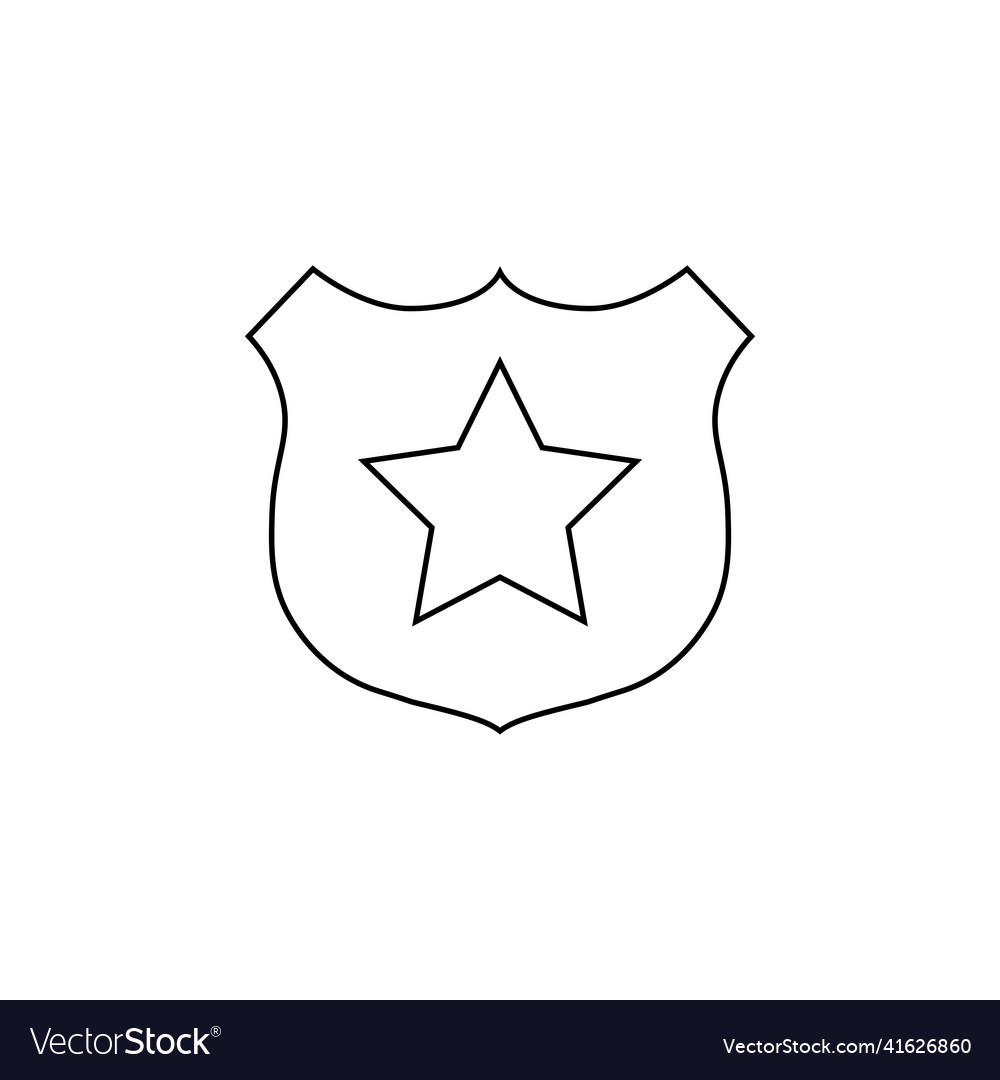 Police badge line icon officer and law shield vector image Police badge line icon officer and law shield