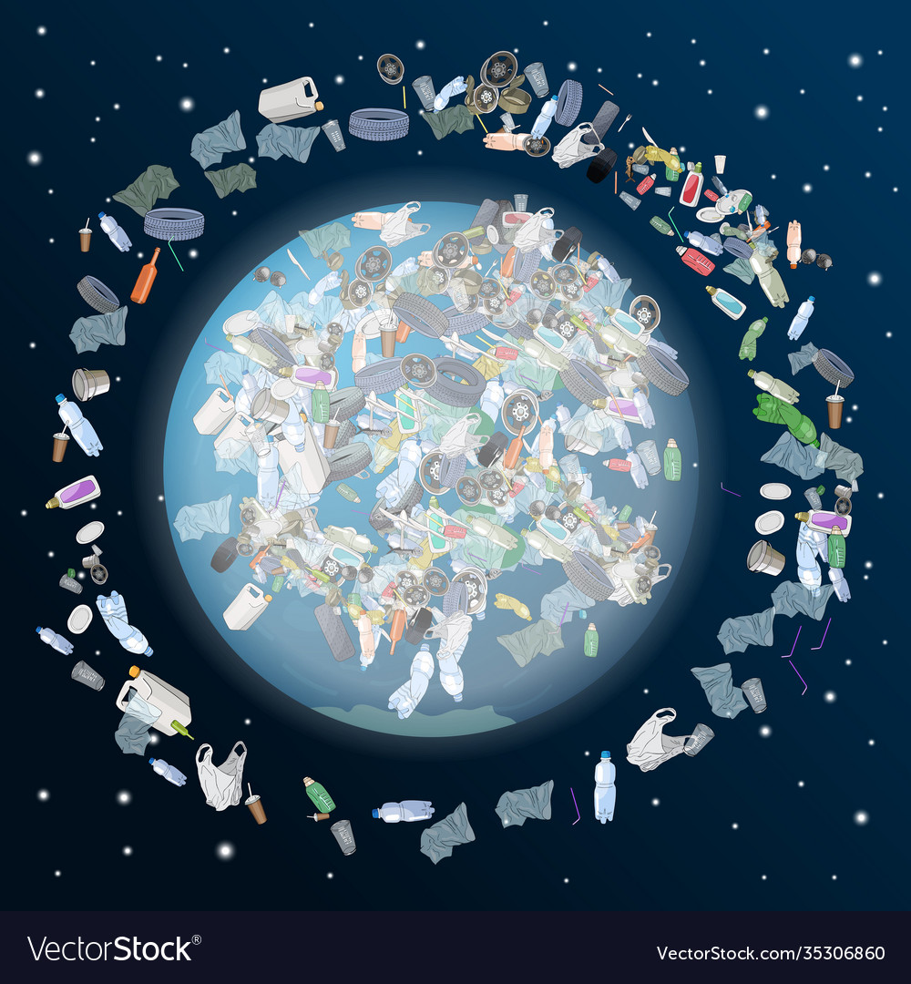 Problem pollution planet space vector image Problem pollution planet space
