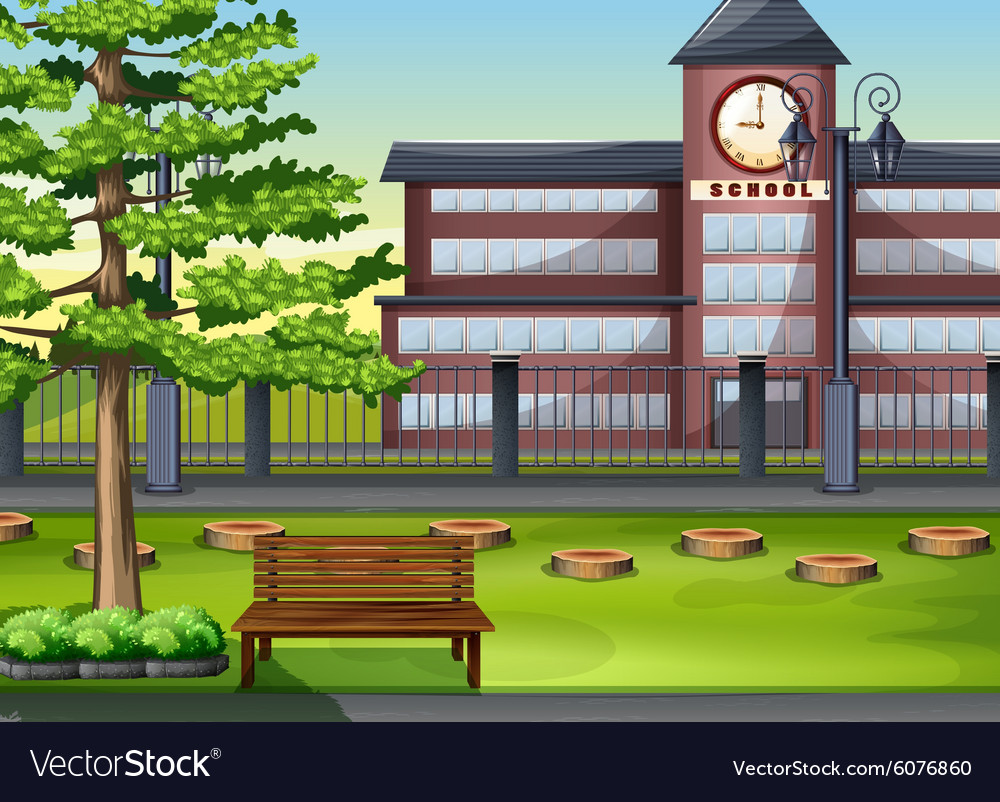 School building and playground Royalty Free Vector Image