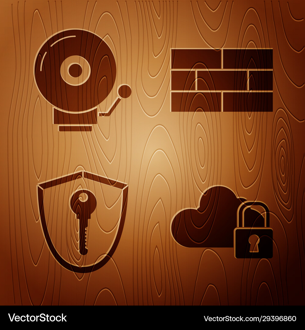 Set cloud computing lock ringing alarm bell Vector Image