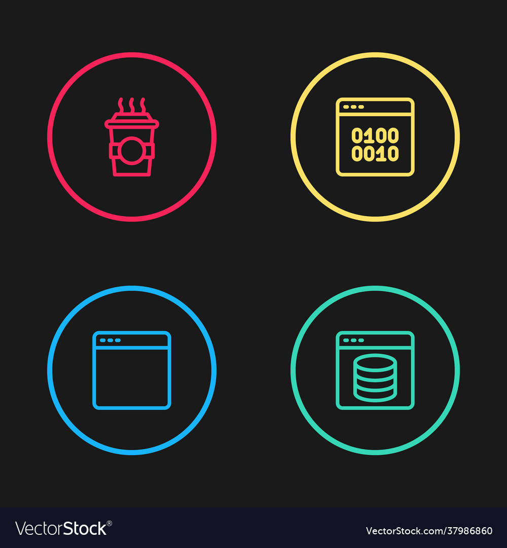 Set line browser window server data web hosting vector image Set line browser window server data web hosting