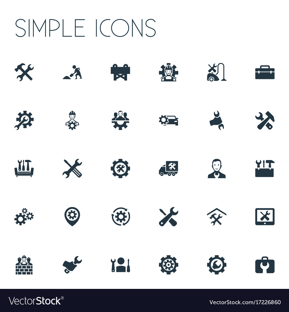 Set of simple mending icons