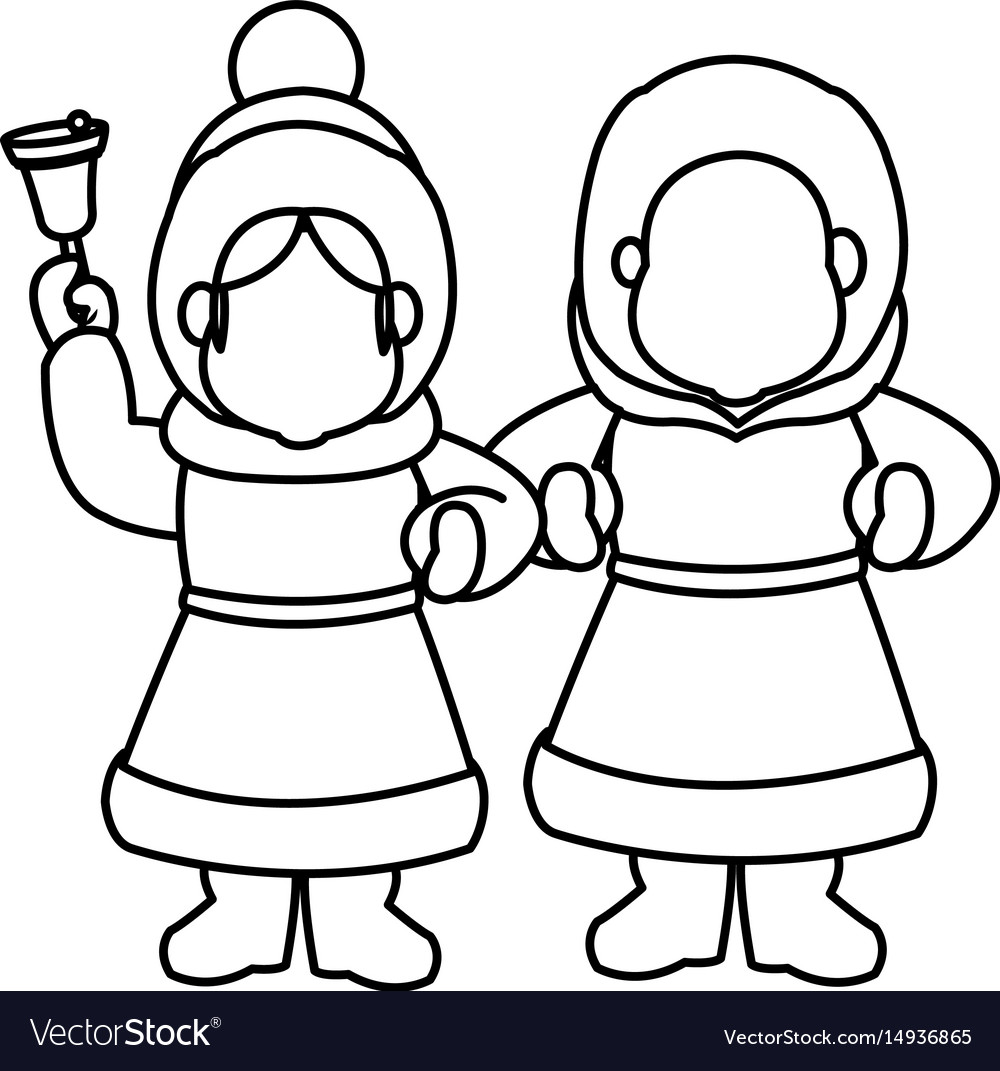 children-christmas-caroling-with-song-book-vector-image