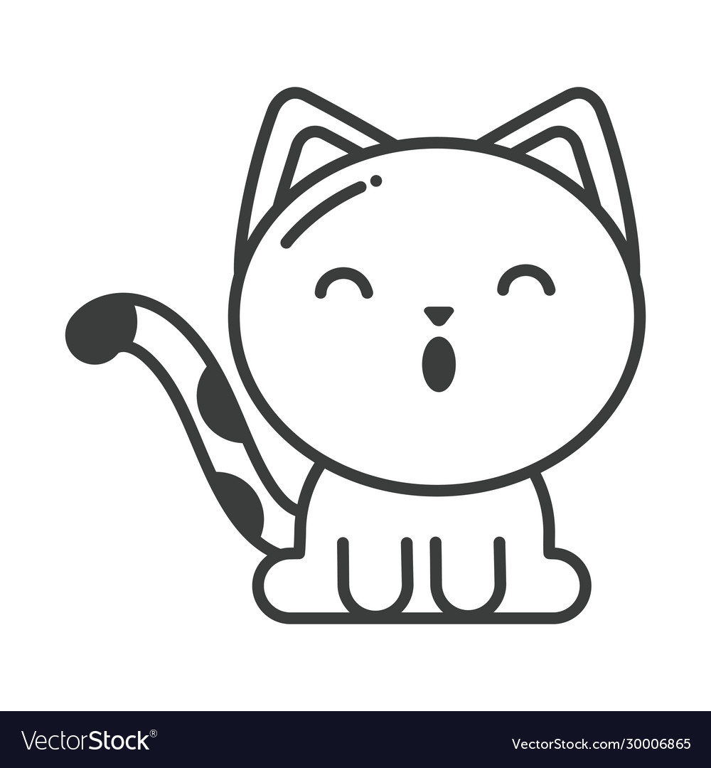 Cute cat on white background line style icon