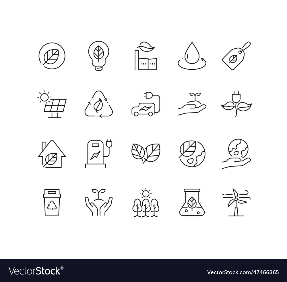 Eco friendly related thin line icon set Royalty Free Vector