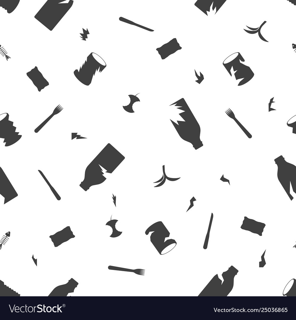 Garbage waste seamless pattern on white