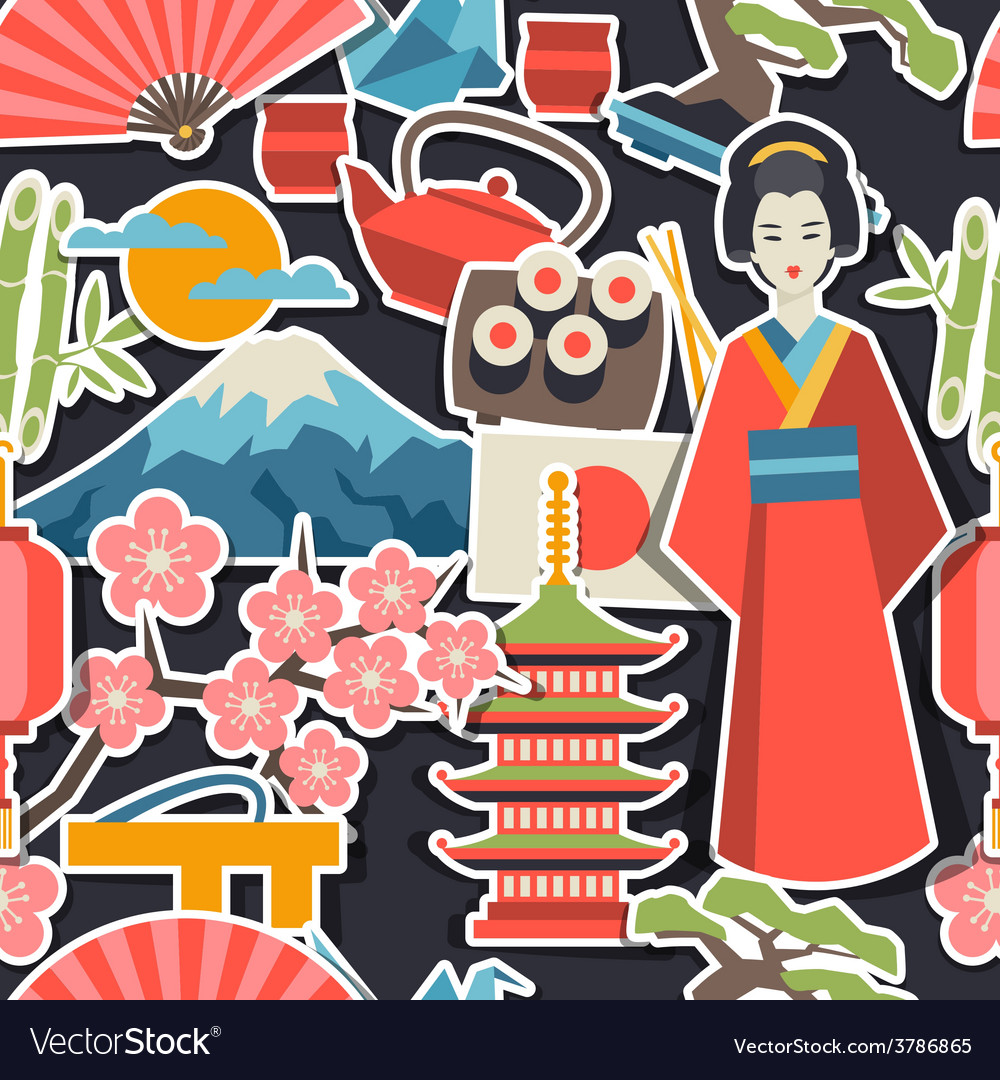 Japan seamless pattern Royalty Free Vector Image