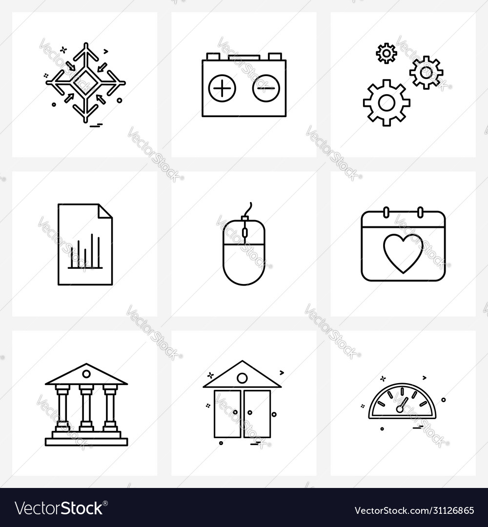 Line icon set 9 modern symbols input device
