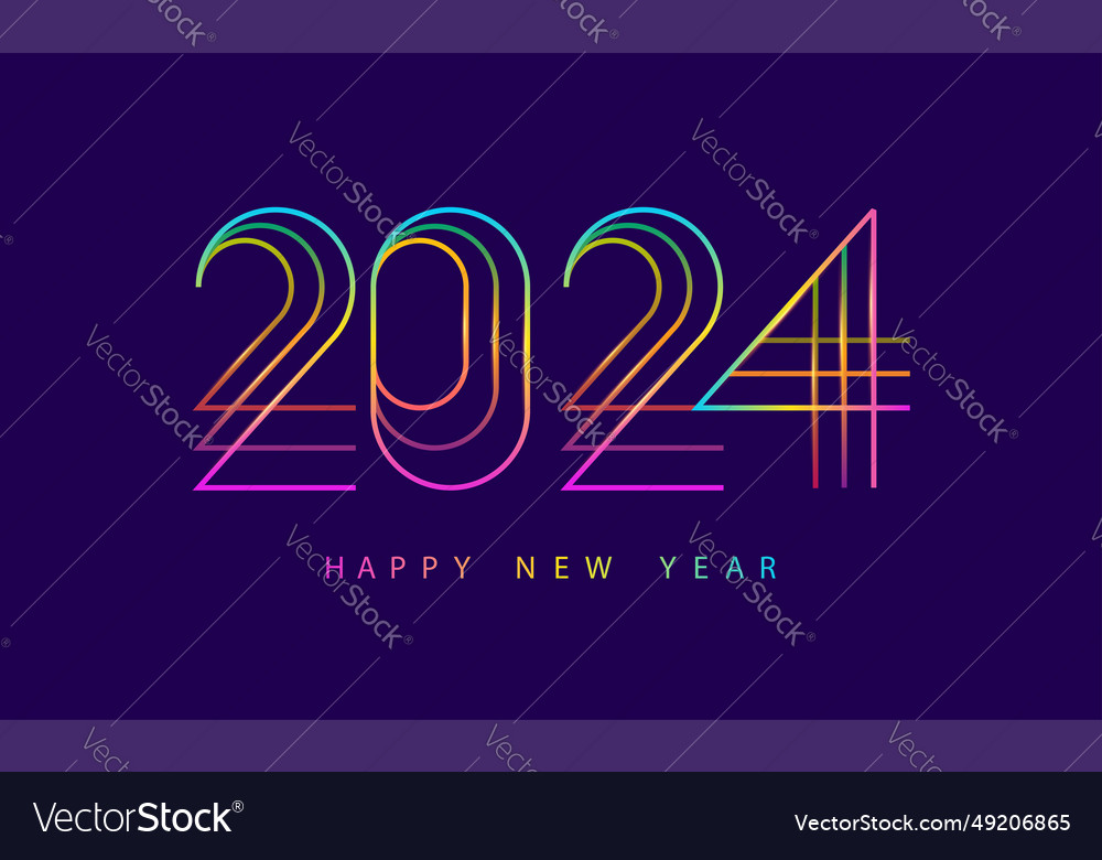 New year 2024 colored numbers on blue background Vector Image